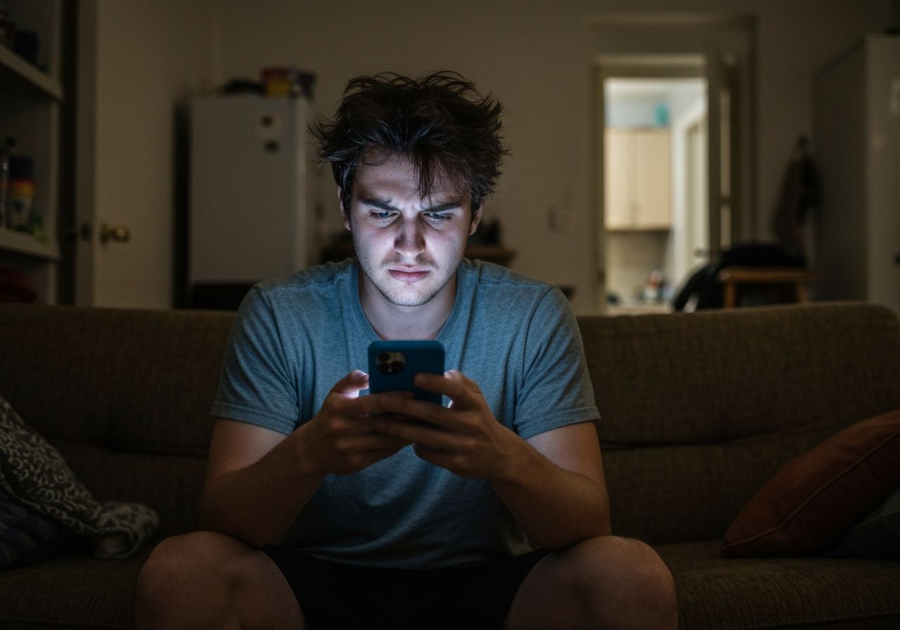 Persona buscando en el celular